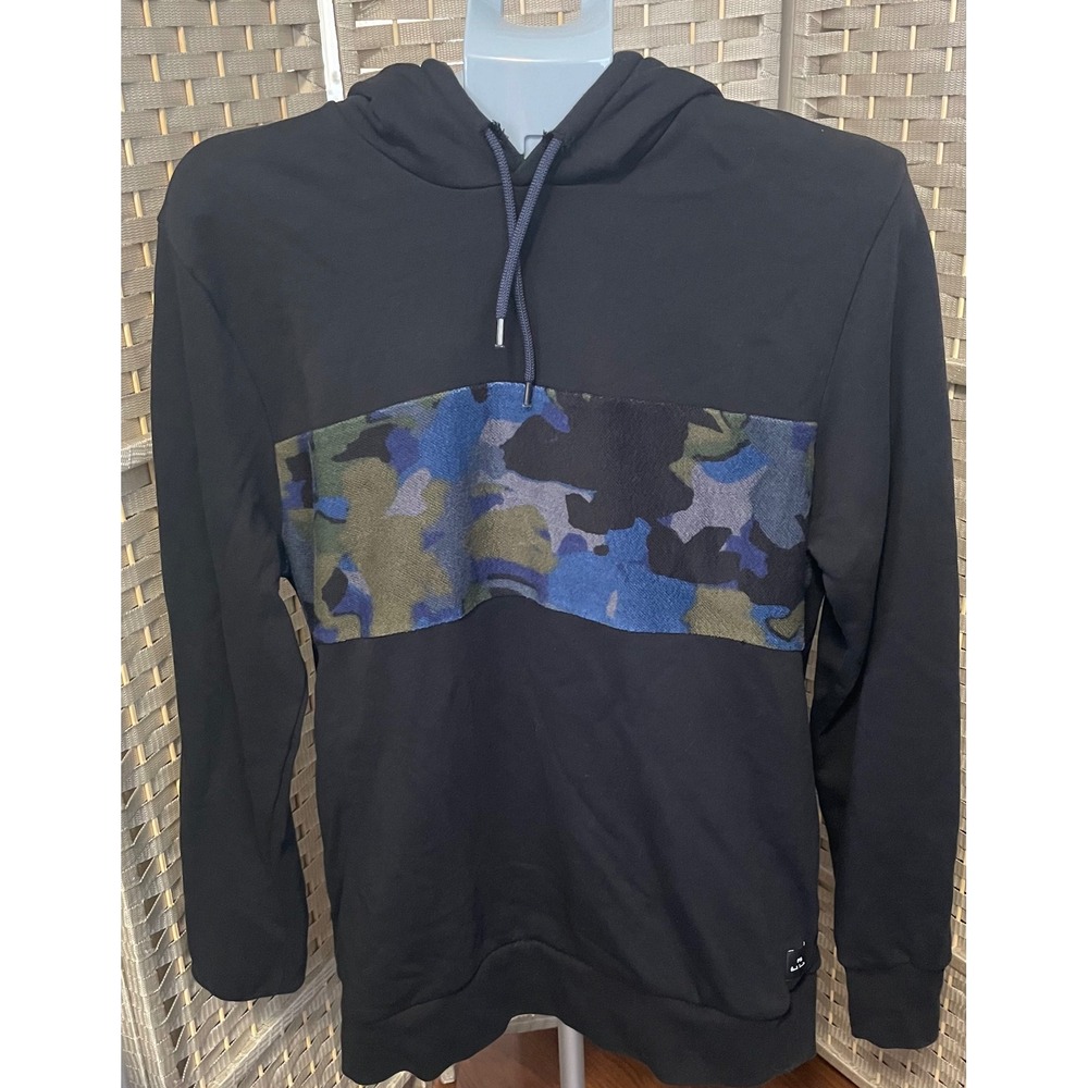 PS Paul Smith Mens Black Camo Panel Hoodie Sweatshirt Size Large L
